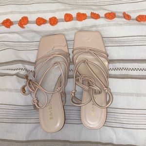 Shop Tahlulah nude lace up heels